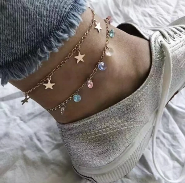 Two Layer Anklet Charming Stars and stones